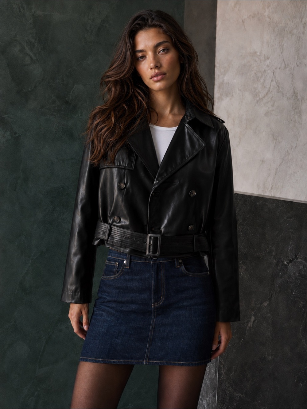 Bailey 44 NWT Cropped Trench Vegan Leather Joni Jacket in Black, Size S